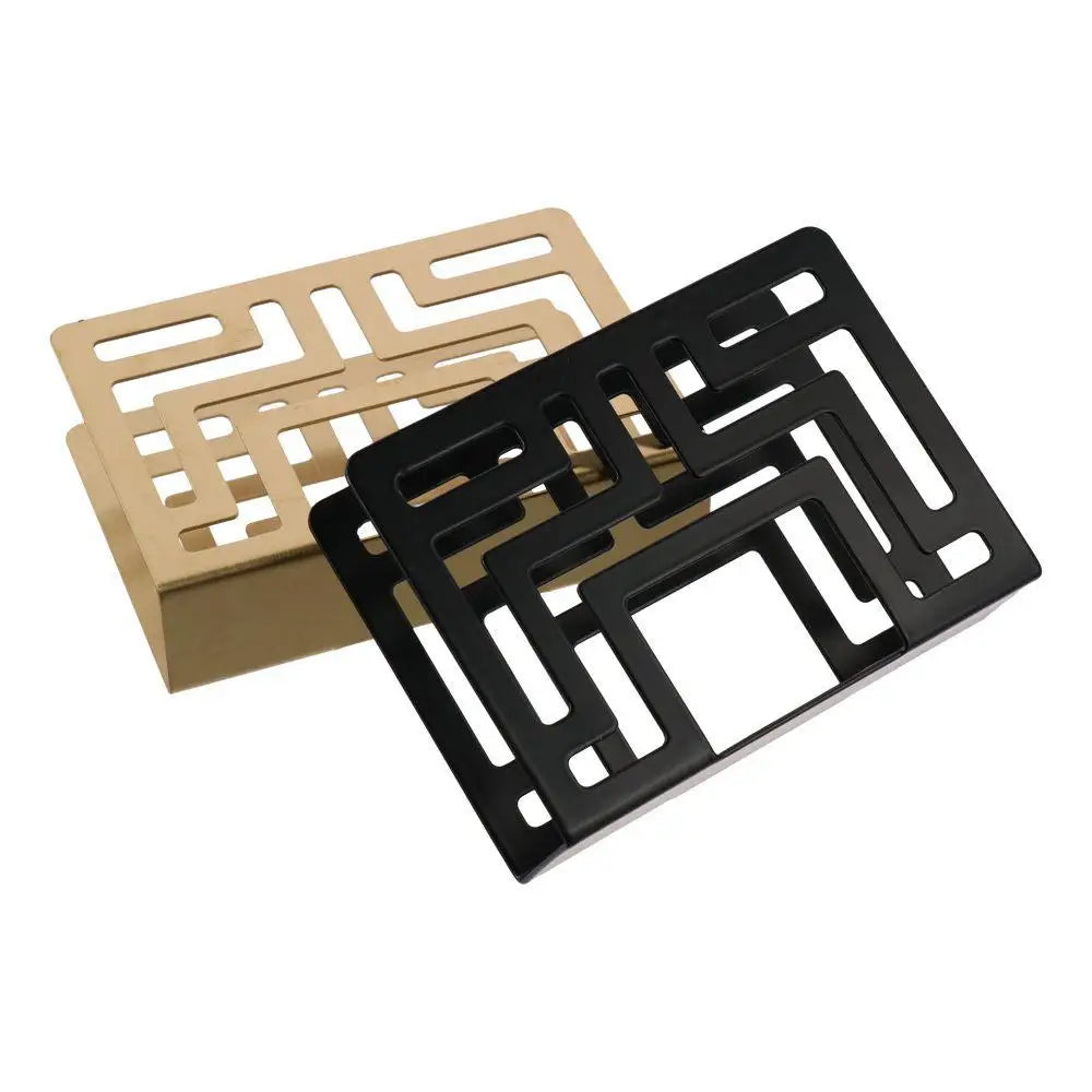 support livre moderne or noir argent grille géométrique acier inoxydable papier blanc