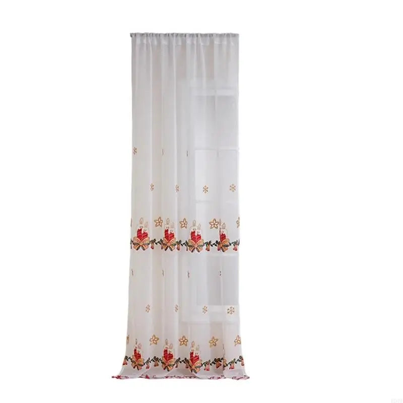 rideau blanc rouge doré motif bougies cloches neige transparent festif fenêtre française jaccard polyester