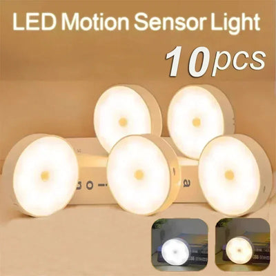 Lampe de nuit LED ronde blanche avec capteur de mouvement