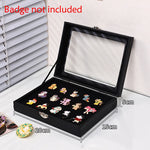 présentoir porte badges acrylique réutilisable contemporain bois marron noir clips badges