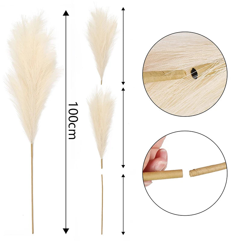 décoration mariage boho herbe pampas artificielle 100cm plumes séchées naturel rustique intérieur anniversaire