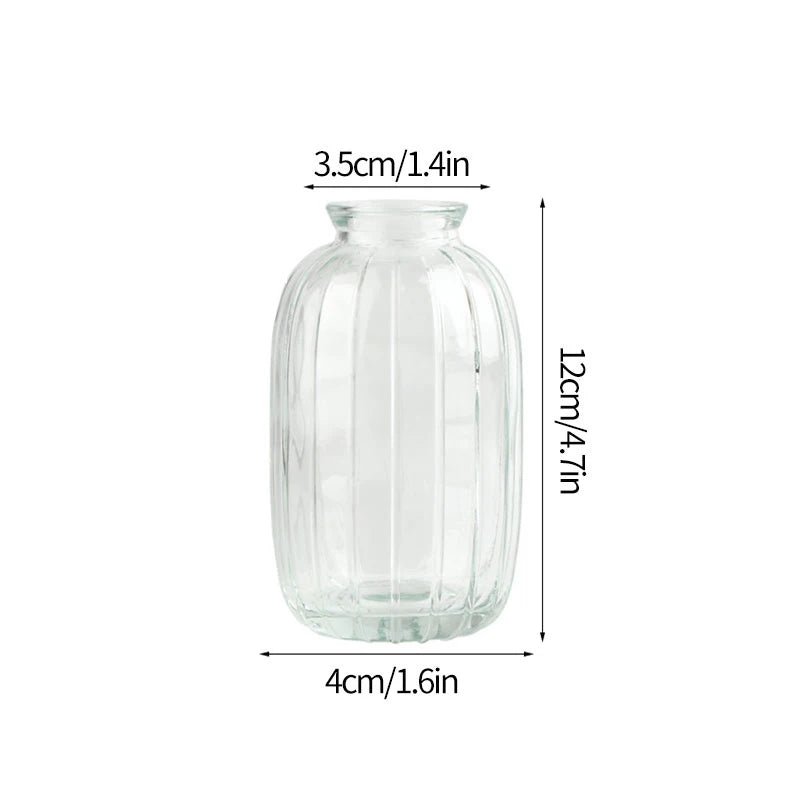 vases transparents moderne rayures verticales fleurs artificielles minimaliste verre deco table salon