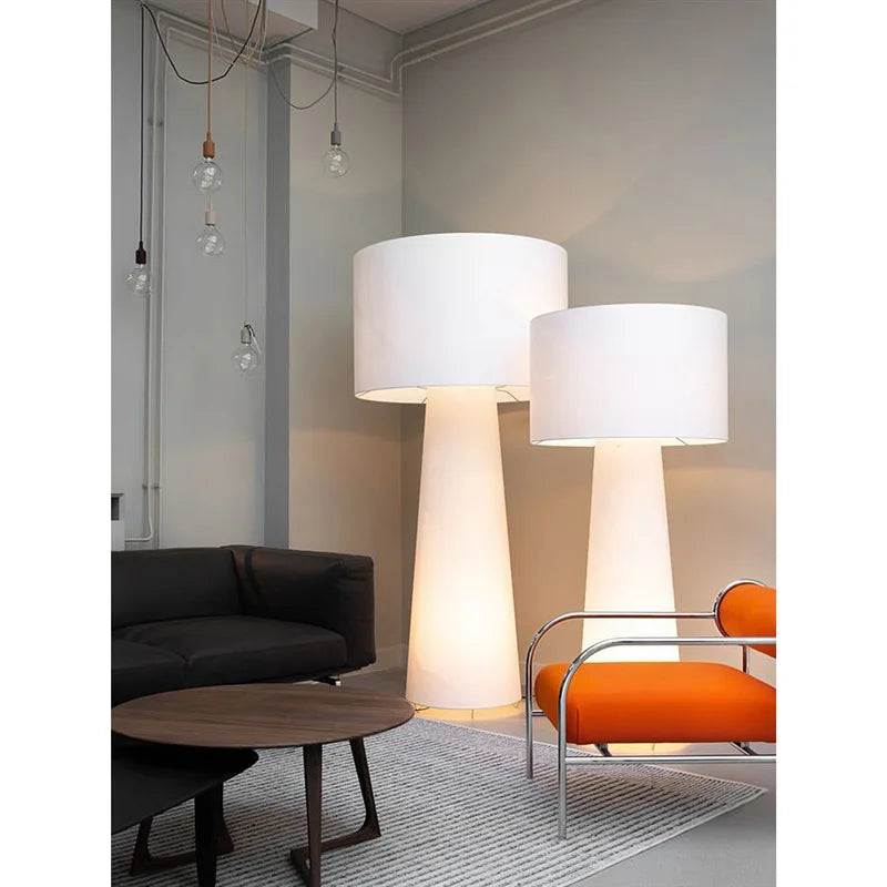 lampe table moderne blanc abat jour tissu pied fer éclairage intérieur