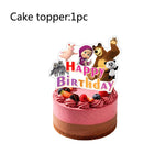 ensemble vaisselle jetable masha ours assiettes gobelets serviettes anniversaire enfant cartoon