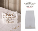 draps coton brodés couronne élégants oreillers couette literie chambre blanc motifs floraux