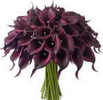 bouquet artificiel violet noir blanc moderne élégant mariage décoration vase calla fleurs blanches