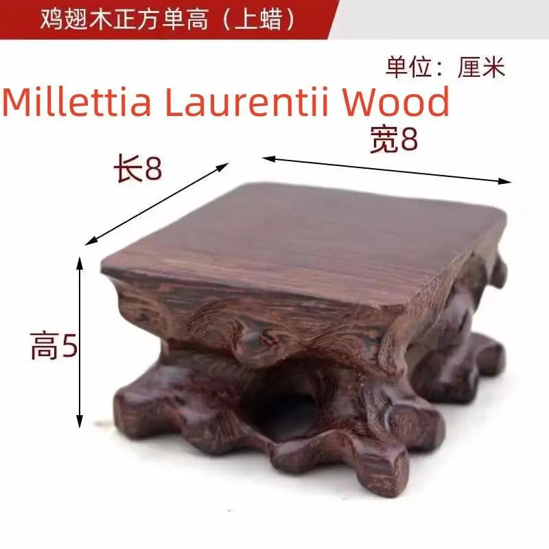 support plante bois sculpté artisanal marron foncé pot fleurs décoration végétale rustic stand