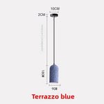 Suspension lumineuse moderne minimaliste texturée gris noir bleu rose blanc opacité câble noir LED