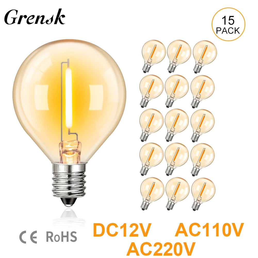 ampoule led g40 transparente ambre filament doré vintage globe 1w 249 lumens e12