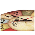 horloge murale vintage rustique couleurs vives chiffres grands effet vieilli analogique