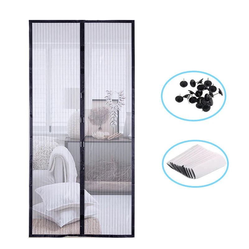 rideau anti moustiques porte noir blanc clips transparent double fil polyester