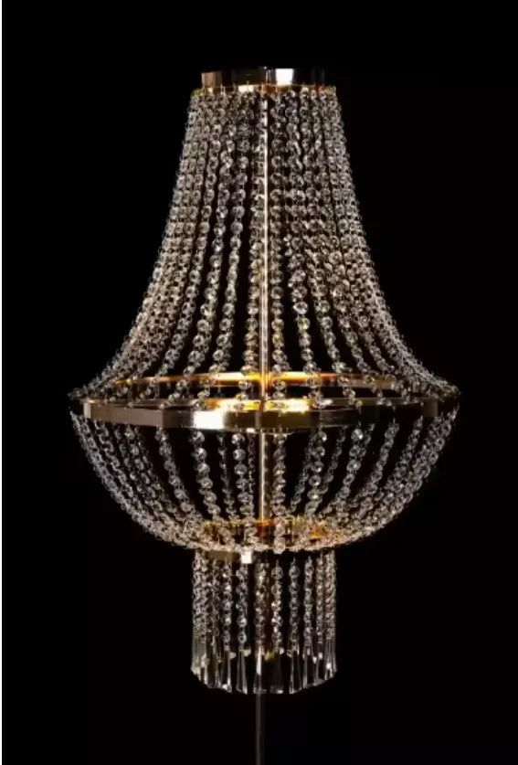 lampe table dorée cristal transparente classique élégant décoration mariage salon