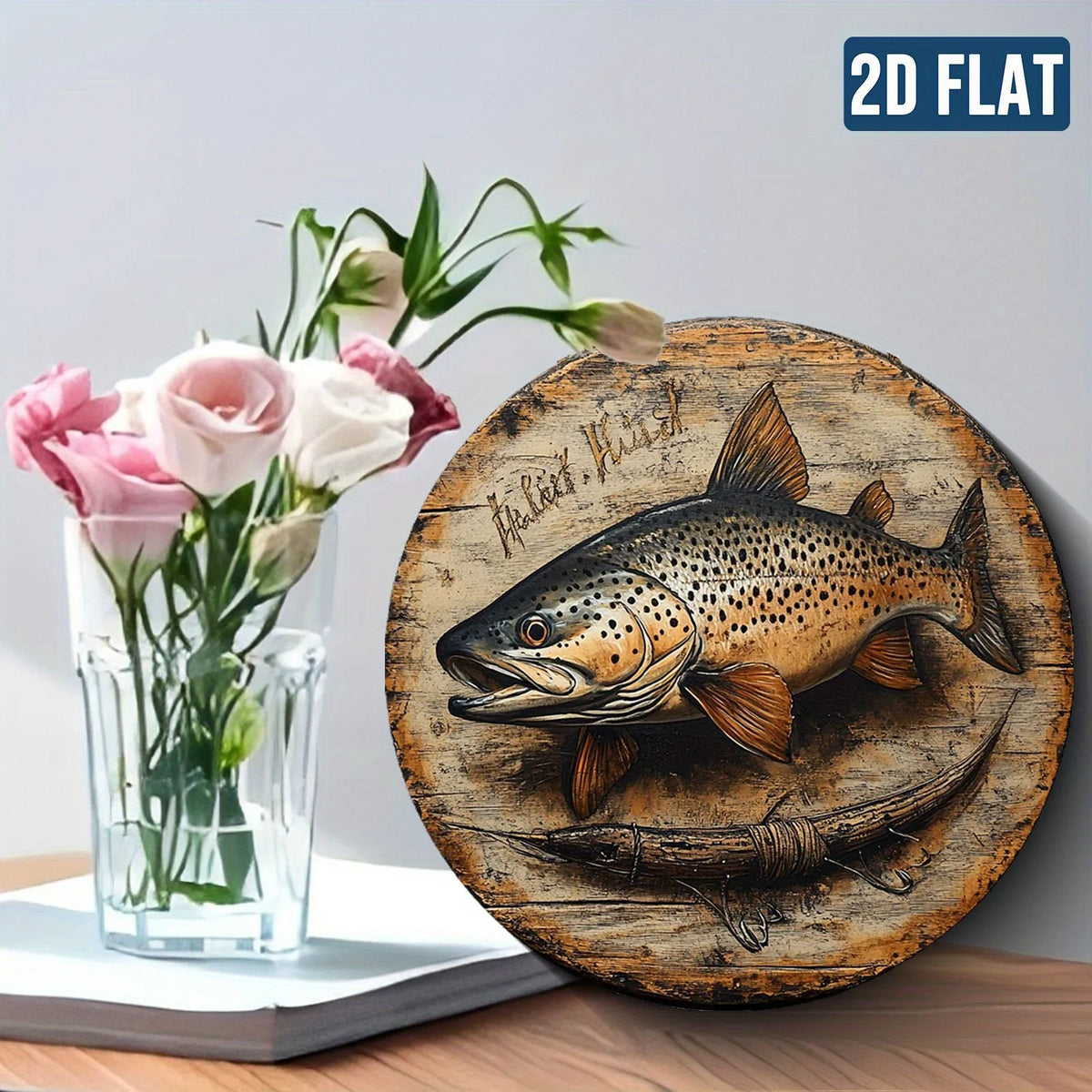 plaque murale bois poisson saumoné 20x20cm occasion anniversaire noël mariageOpaque 3D cordelette déco chambre
