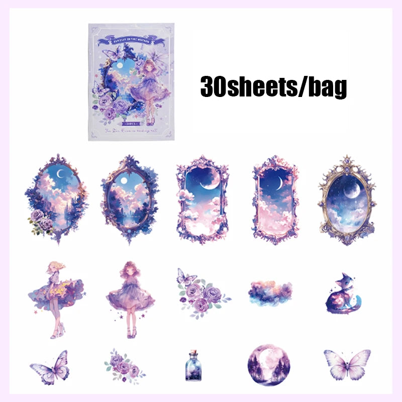 autocollants transparents fleurs personnages féeriques animaux marins romantique scrapbooking bricolage