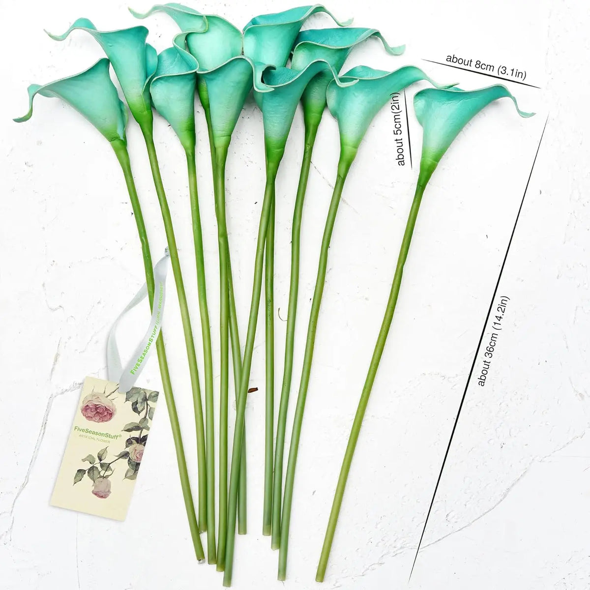 bouquet fleurs artificielles calla lily turquoise vert decoration intérieur moderne minimaliste