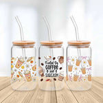 autocollants transfert motif coeurs boissons cartoon transparent opaques tasses croissants glaces bouteille verre couvercle