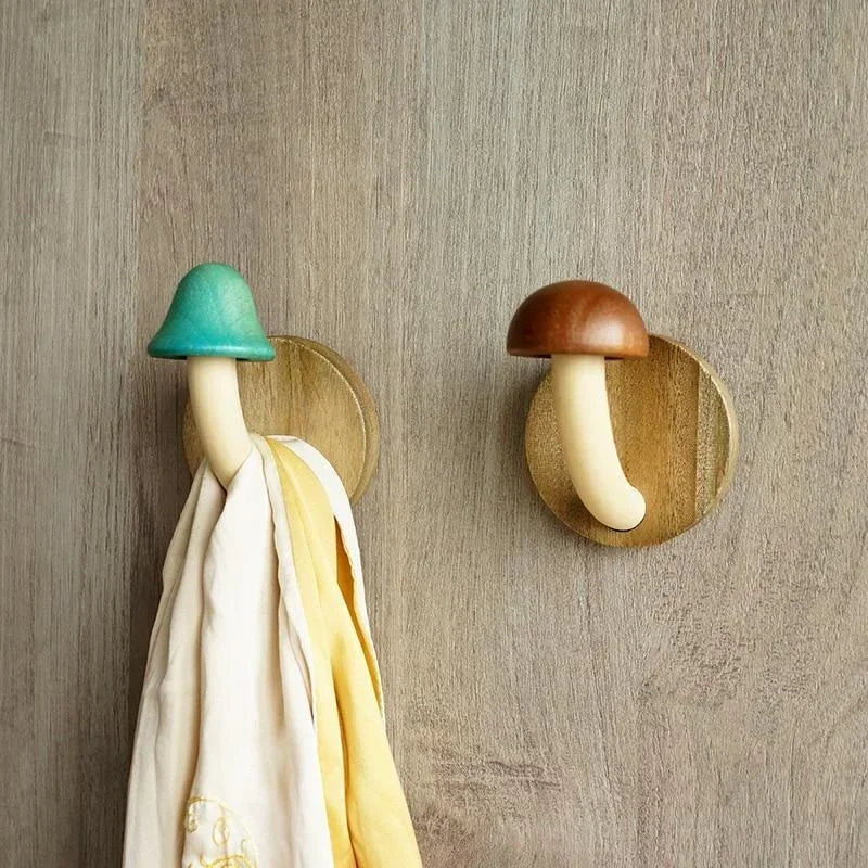 porte clothes champignon bois naturel adhésif moderne minimaliste vert rougeversible cuisine chambre 85mm