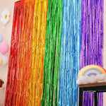 rideau franges métalliques couleurs vives mariage anniversaire décoration festive adhésif pack deux