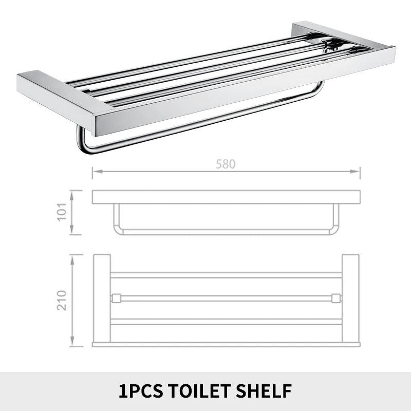 ensemble accessoires salle bain chrome moderne étagère murale porte serviettes porte savon porte rouleau
