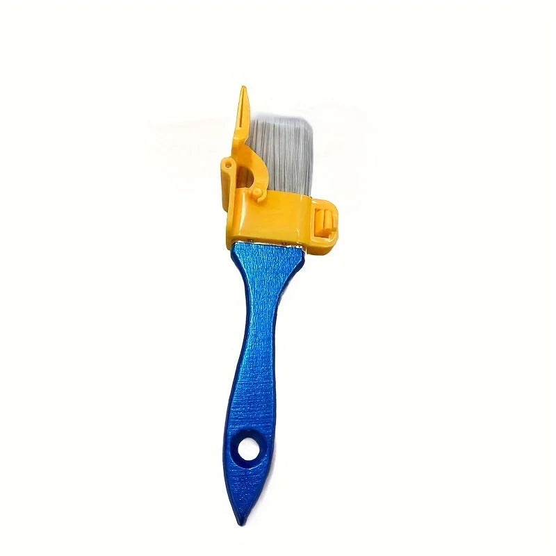 pinceau peinture bleu jaune gris clips poils poignée plastique