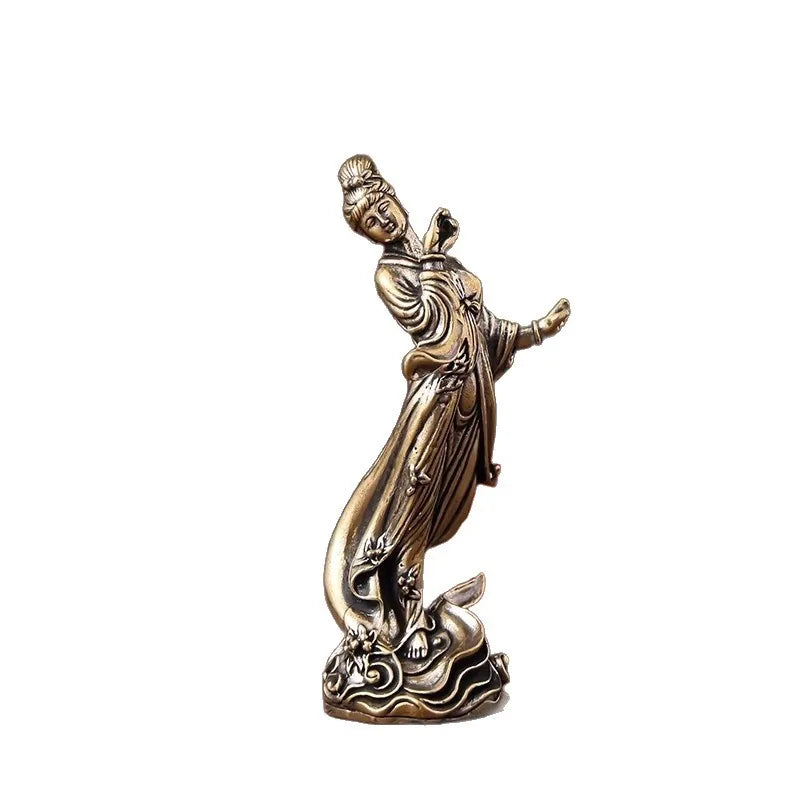 décoration maison figurines femmes traditionnelles dorées motifs végétaux asiatique ornements Nouvel An