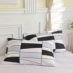 lot deux taies d'oreiller rectangulaires 48x74cm housse coussin décorative motif géométrique moderne