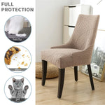 housse chaise beige motif feuilles texture douce moderne adhésif élastique large anti taches polyester