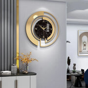 horloge murale or blanche marbrée moderne minimaliste aiguilles fines métal épais 46cm diamètre