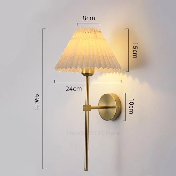 lampe murale moderne or plissée éclairage quotidien ampoule e27 fixée mur nordique