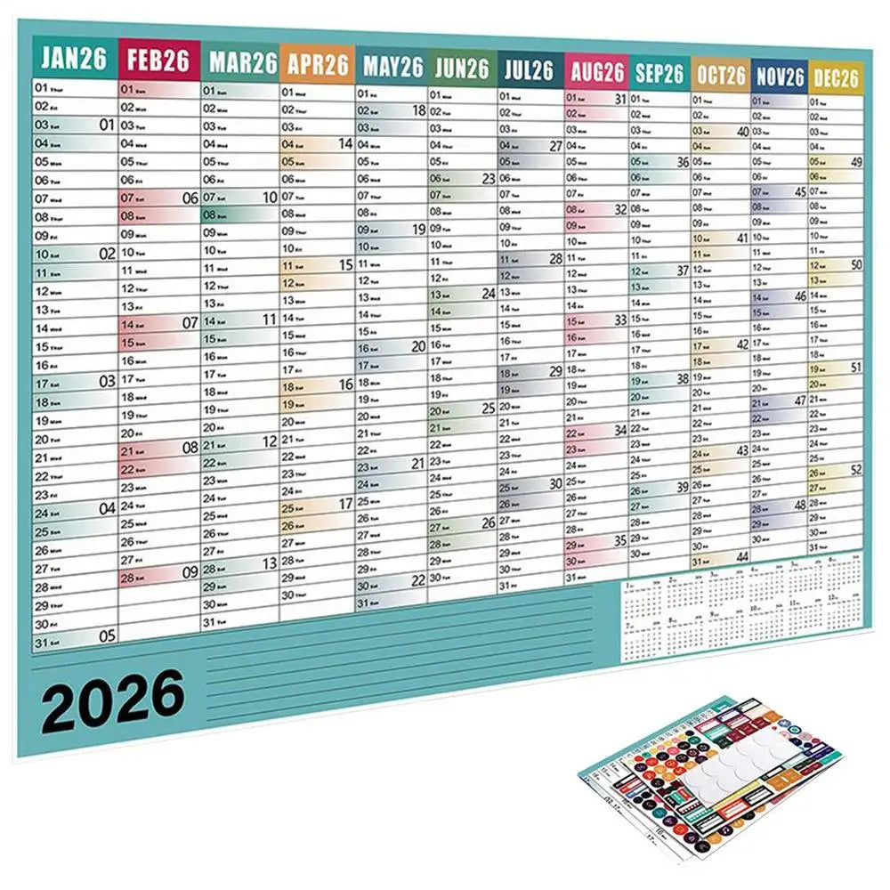 calendrier mural blanc moderne 2026 mensuel accueil organisation dates numéros jours