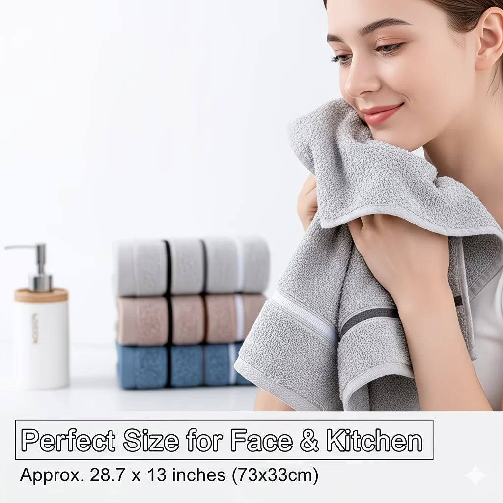 serviettes bain coton doux absorbantes rayures modernes gris bleu beige