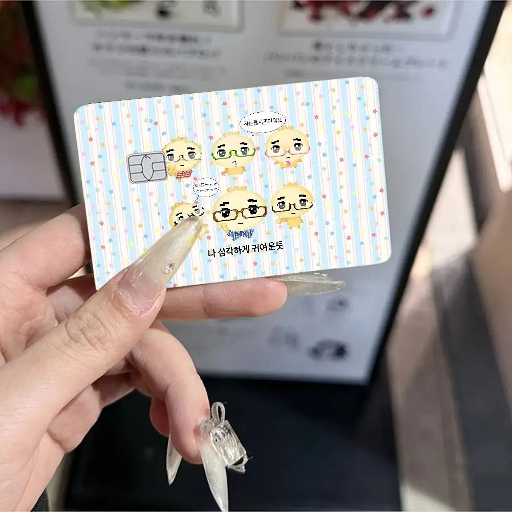 autocollants cartes bancaires dessin animé mignon personnages adhésifs réutilisables imperméables classiques féminins