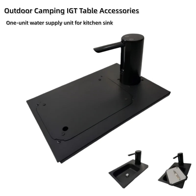 table camping évier intégré planche découpe moderne noir durable aluminium multifonctionnelleextérieur préparation culinaire