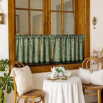 rideau blanc vert fleurs filigrane tassel classique vintage translucide polyester