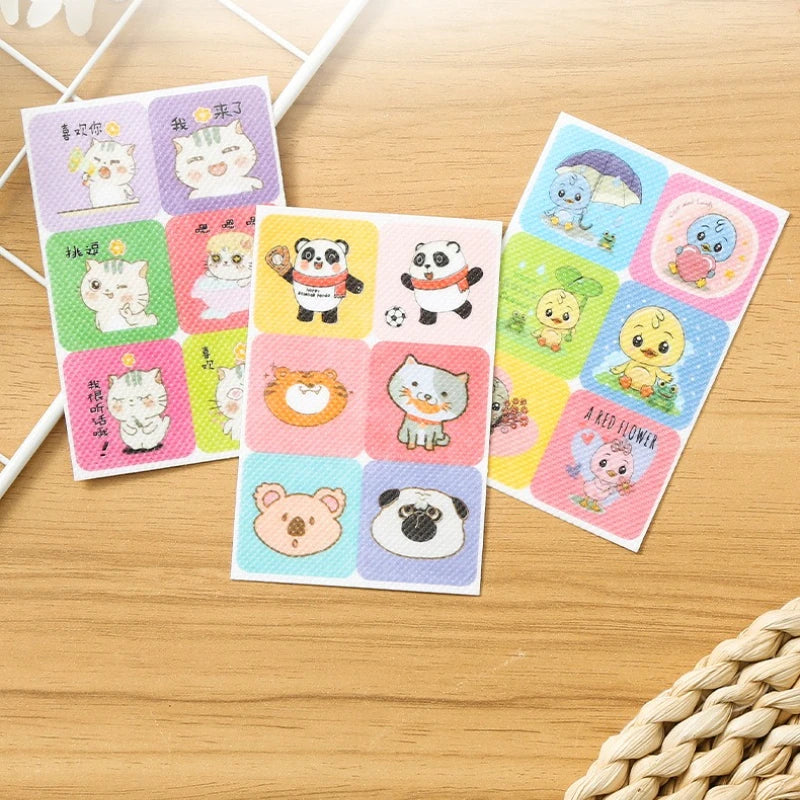stickers kawaii animaux fleurs adhésifs décoratifs enfants couleurs variées texturés opaques