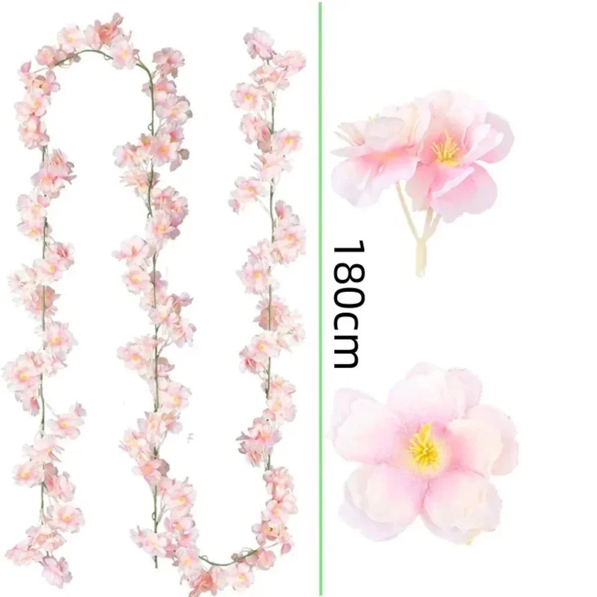 guirlande fleurs artificielles rose clair decoration murale exterieure maison romantique 180cm fête anniversaire