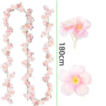 guirlande fleurs artificielles rose clair decoration murale exterieure maison romantique 180cm fête anniversaire