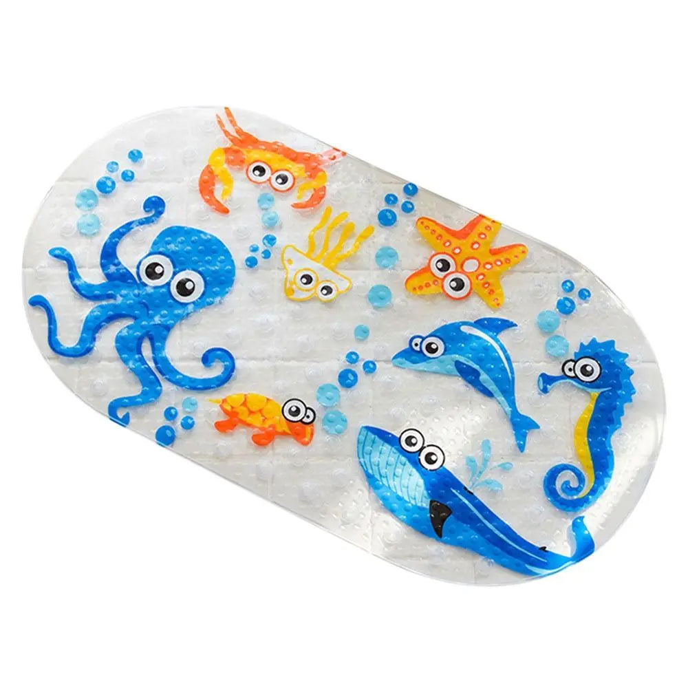 tapis bain antidérapant animaux marins poissons dauphins motifs floraux enfantin ludique transparent ventouses