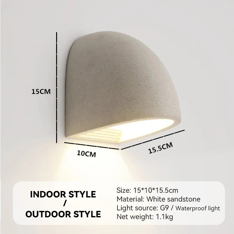 applique murale moderne led étanche terrazzo gris clair extérieur intérieur warm white texture granulée