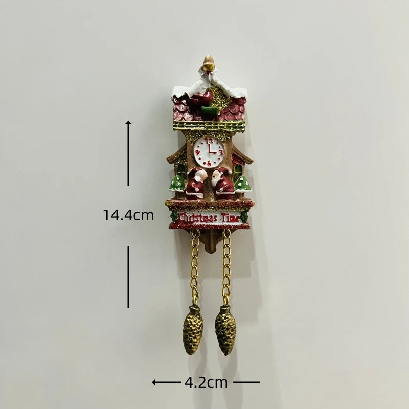 horloge pendule alpine animaux paysages aimants réfrigerateur texte traditionnel