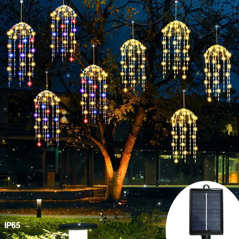 guirlande lumineuse solaire cascade blanc chaud moderne ip65 modes contemporain