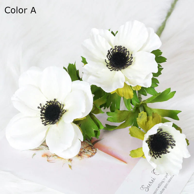 décoration intérieure bouquet fleurs artificielles anémones coquelicots mariage anniversaire baby shower