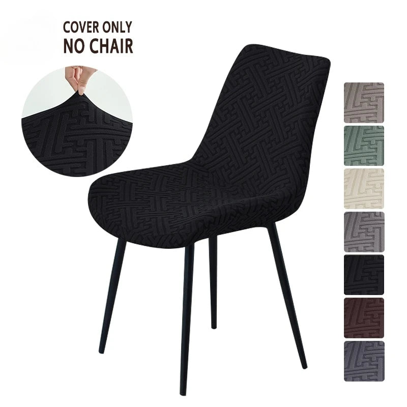 housse chaise extensible jacquard motif géométrique moderne fauteuil salle manger