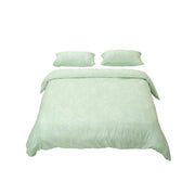 housse couette imprimée ensemble taies oreiller motifs floraux vert menthe bleu vif bord frangé