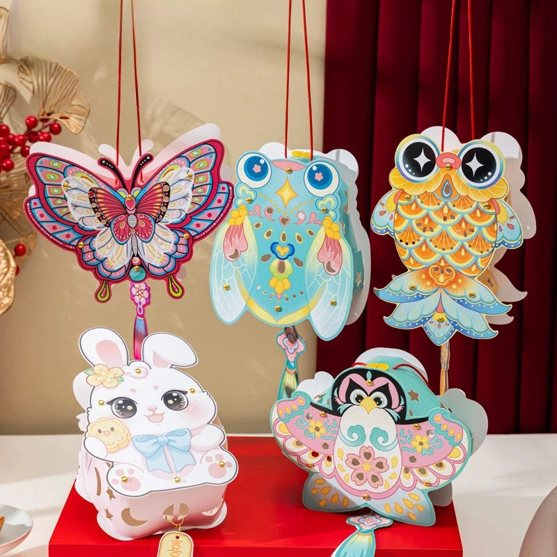 décoration maison lampe artisanale animal oiseau lapin fleur papillon transparent fil suspension tassel