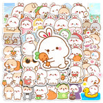stickers kawaii dessin animé lapins motifs doux autocollants waterproof multicolor modernes scrapbook téléphone ordinateur
