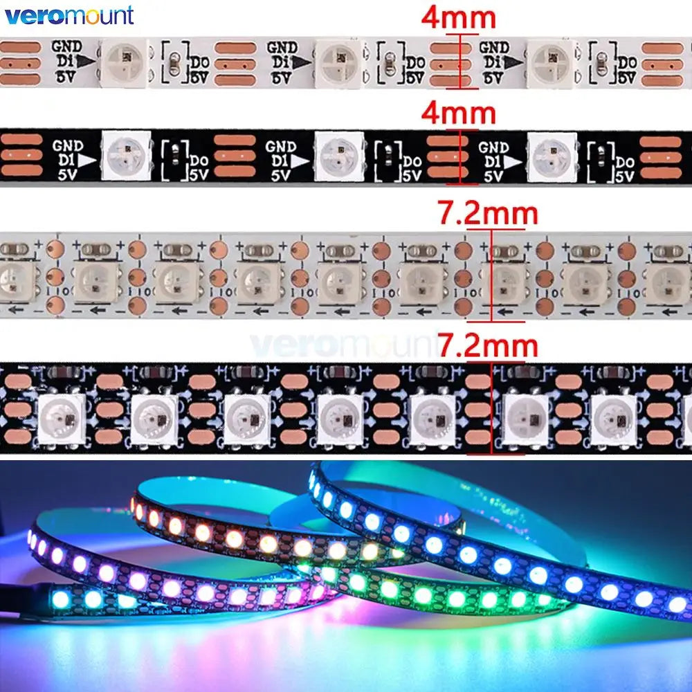 ruban led flexible smd multicolore 60leds 144leds adhésif moderne full magic color
