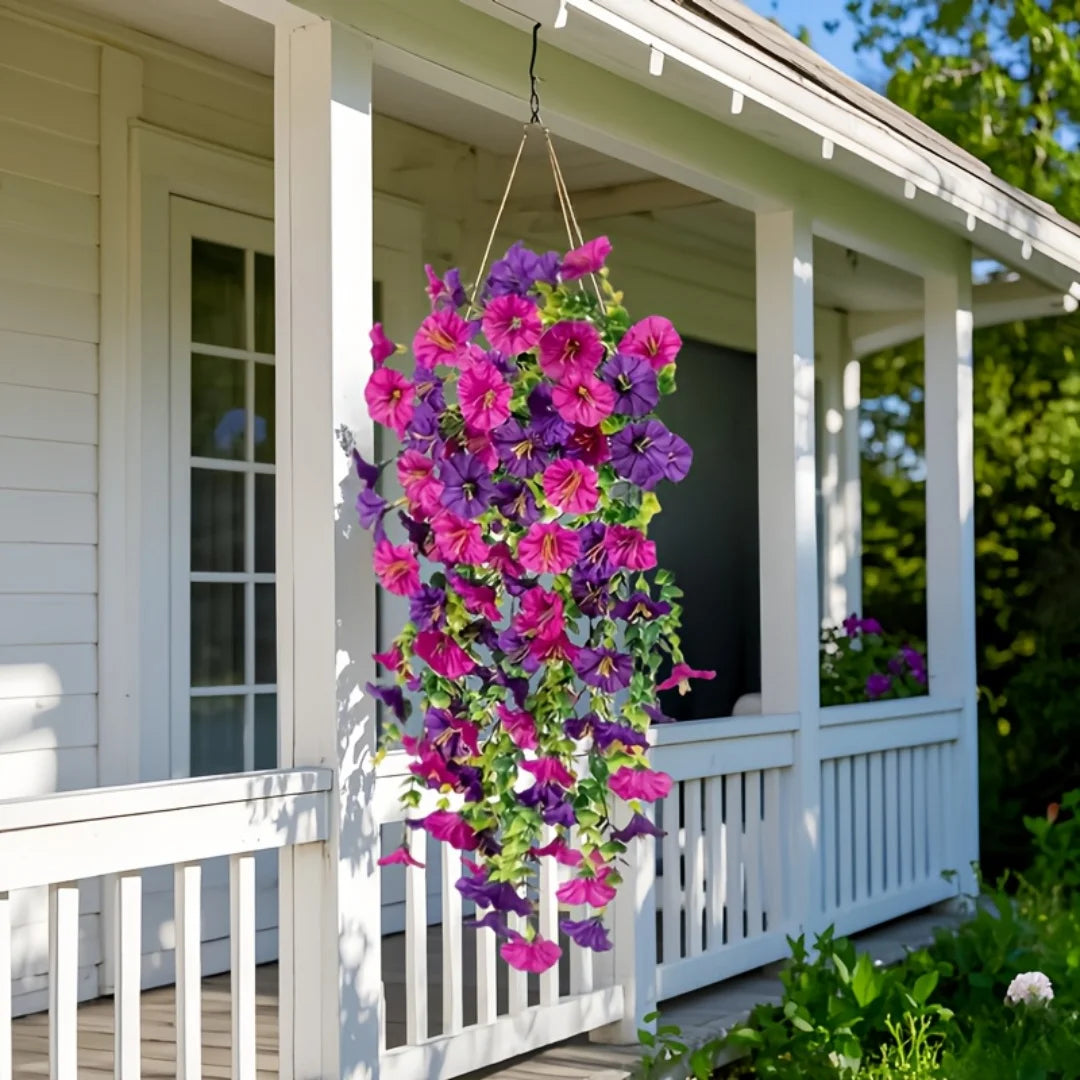 guirlande fleurs artificielles violet rose vert moderne mariage anniversaire extérieur decoration maison