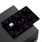 autocollants carte crédit dessin animé gengars monstres noirs violets yeux rouges nuages lunes motifs