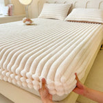 housse matelas polyster coton rayures horizontales rose beige confortable anti bactéries résistante eau